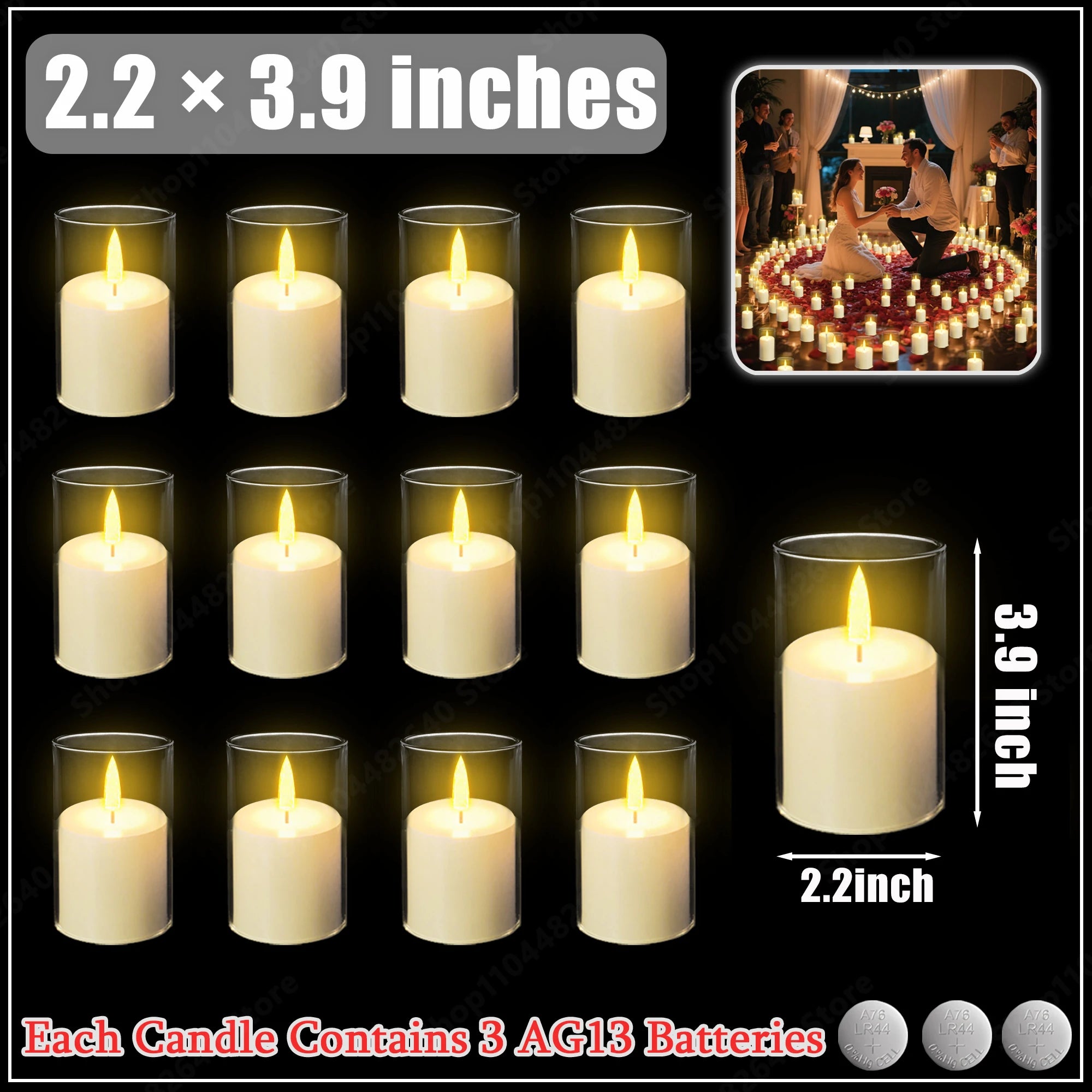 10-240Pcs LED Pillar Candles Wedding Flameless Candle with Battery Powered Flickering Candle Concert Birthday Party Table Decor