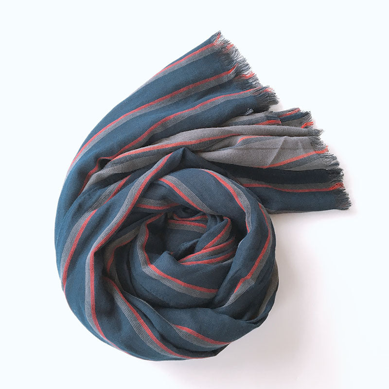 High Quality Bufandas Mens Scarf Fashion Blue Striped Scarf Spring Autumn Warm Soft Shawls Cotton Tassel Scarves 40x220cm