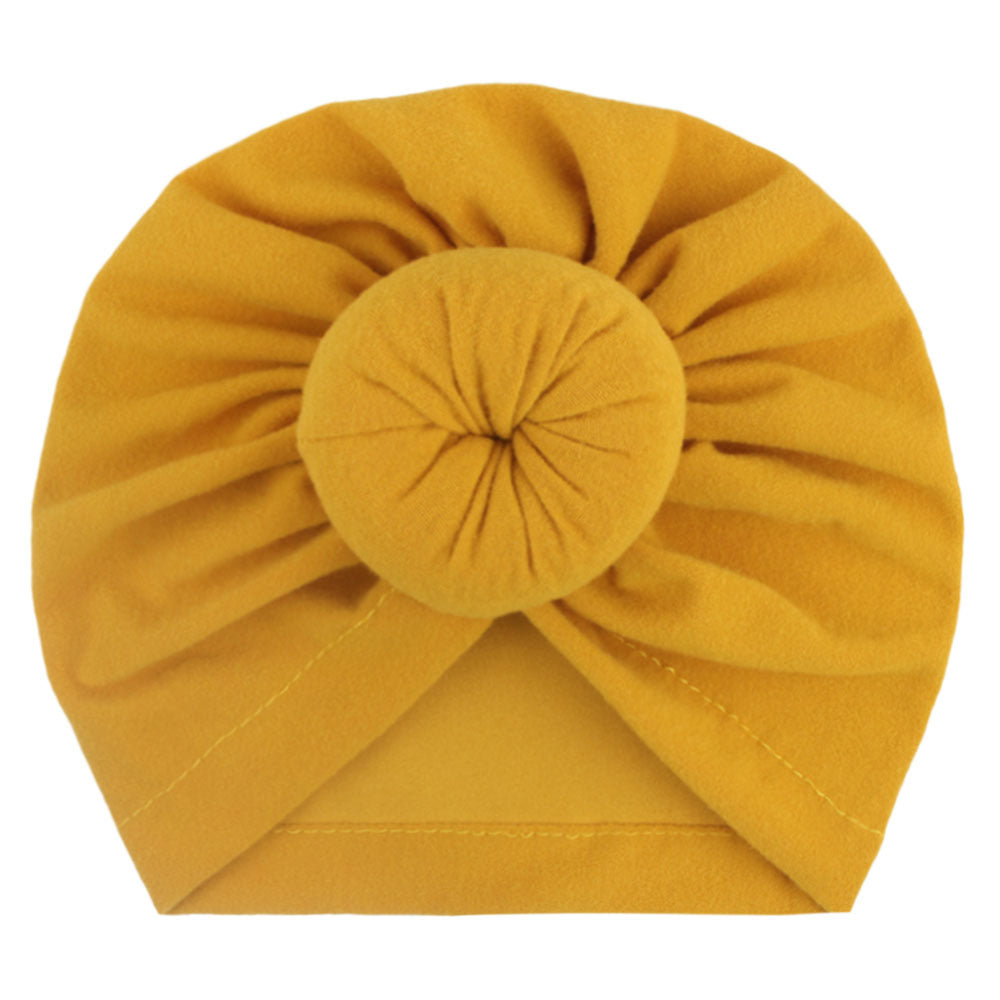 2023 European and American New Baby Products Kidsren's Turban Hat Baby Pure Color Knotted Indian Pullover Hat Amazon