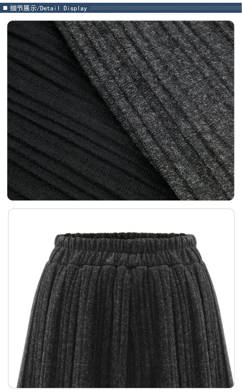 fleece-lined Thickened Leggings Women's Fake Two-piece Wide-leg Pants Winter New Korean-style Loose plus size Pants All-match Outer Wear