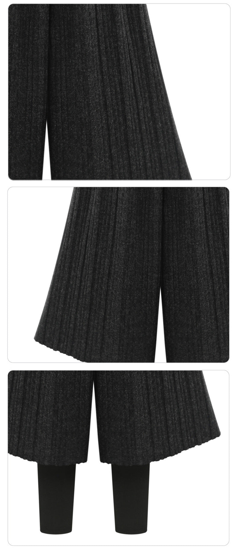 fleece-lined Thickened Leggings Women's Fake Two-piece Wide-leg Pants Winter New Korean-style Loose plus size Pants All-match Outer Wear