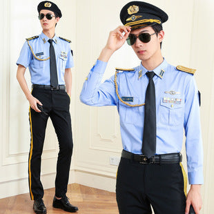 Seafarer's Shirt Male Captain's Uniform Seafarer's Aviation Pilot's Air Shirt Officer's Table Performance Clothing Wholesale