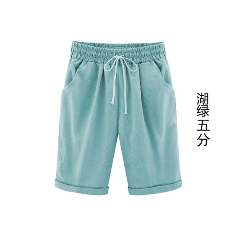 2026 Spring New Cotton Spandex Mid-Waist Loose Harem Shorts Street Fashion Drawstring Casual Pants Women's Pants