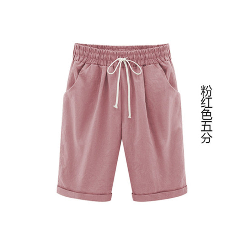 2026 Spring New Cotton Spandex Mid-Waist Loose Harem Shorts Street Fashion Drawstring Casual Pants Women's Pants