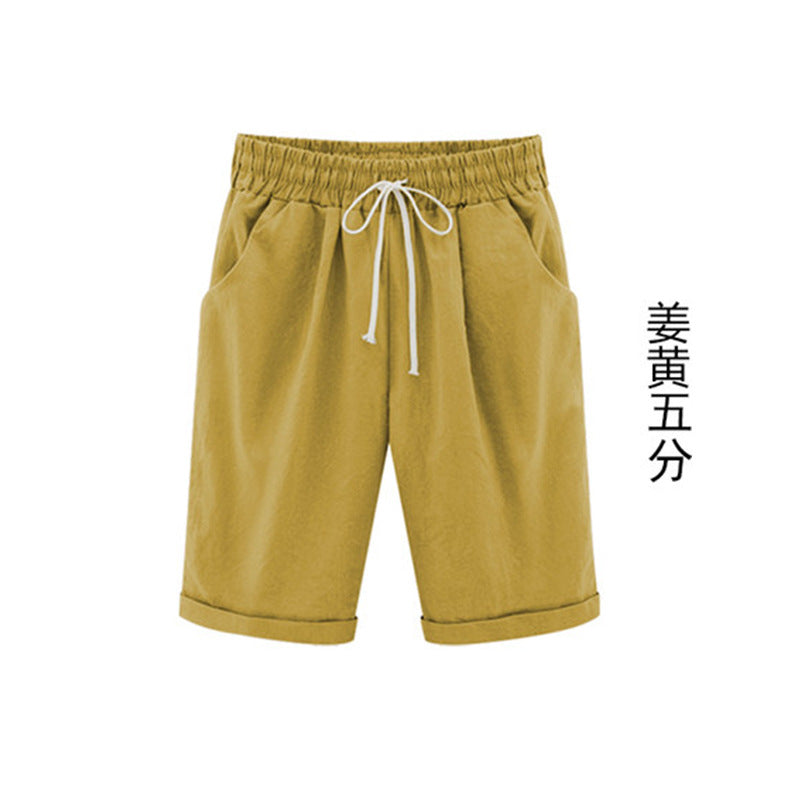 2026 Spring New Cotton Spandex Mid-Waist Loose Harem Shorts Street Fashion Drawstring Casual Pants Women's Pants