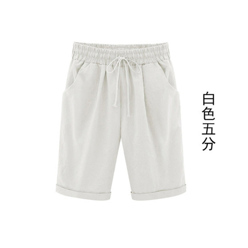 2026 Spring New Cotton Spandex Mid-Waist Loose Harem Shorts Street Fashion Drawstring Casual Pants Women's Pants