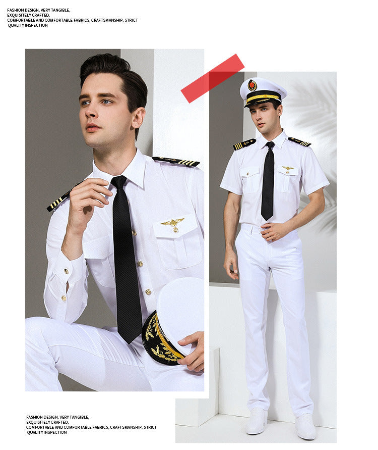 Seafarer's Shirt Male Captain's Uniform Seafarer's Aviation Pilot's Air Shirt Officer's Table Performance Clothing Wholesale