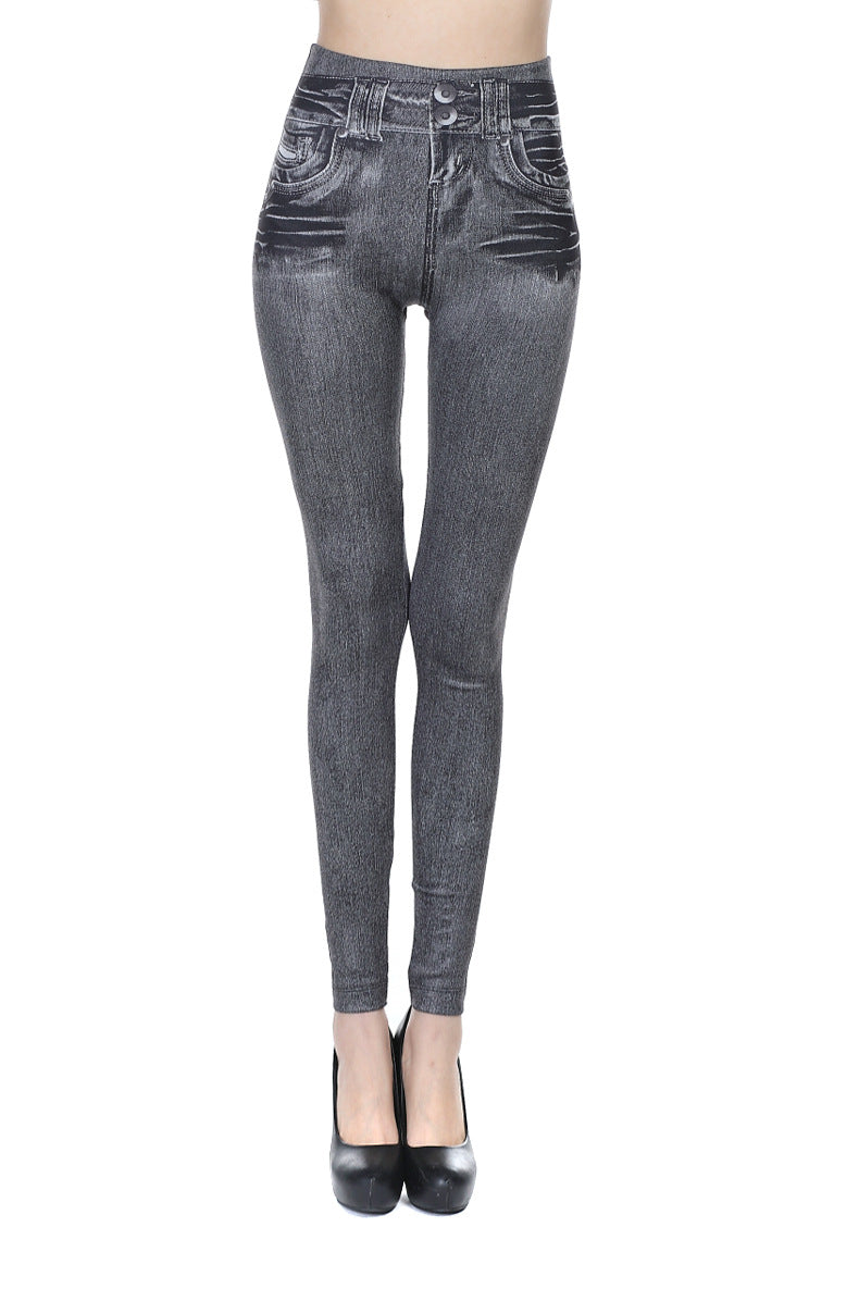 Ins Cross-Border Popular Brushed Shark Leggings Spring Knitted Jeans Women's European and American Wholesale Cross-Border Yoga Pants