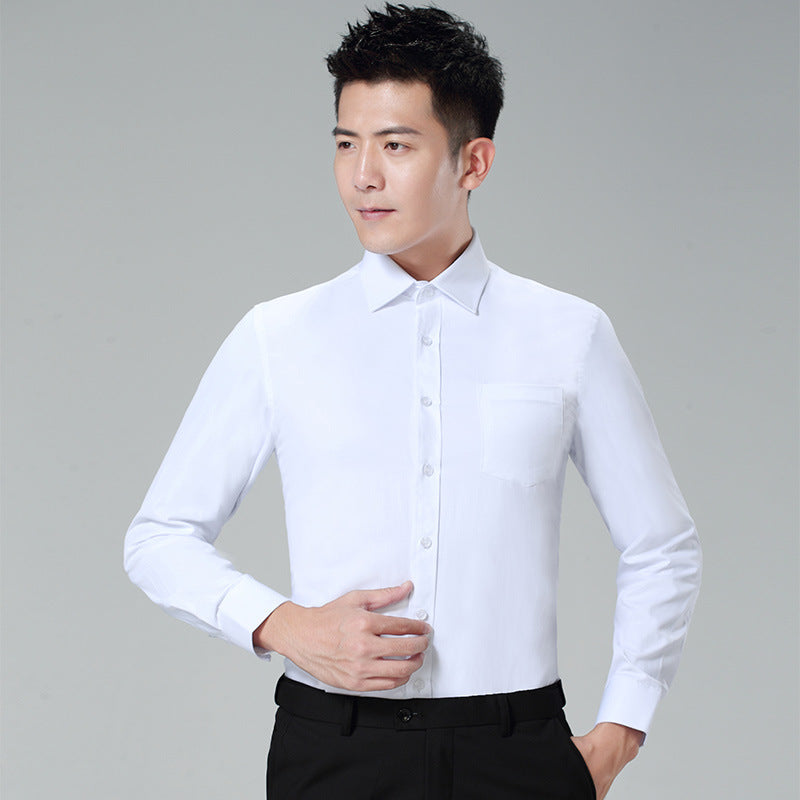 Men's Long-Sleeved White Shirt Autumn and Winter Loose Bottoming Business Formal Wear Korean Style Trbottomyy Casual Shirt Blue Inch Shirt