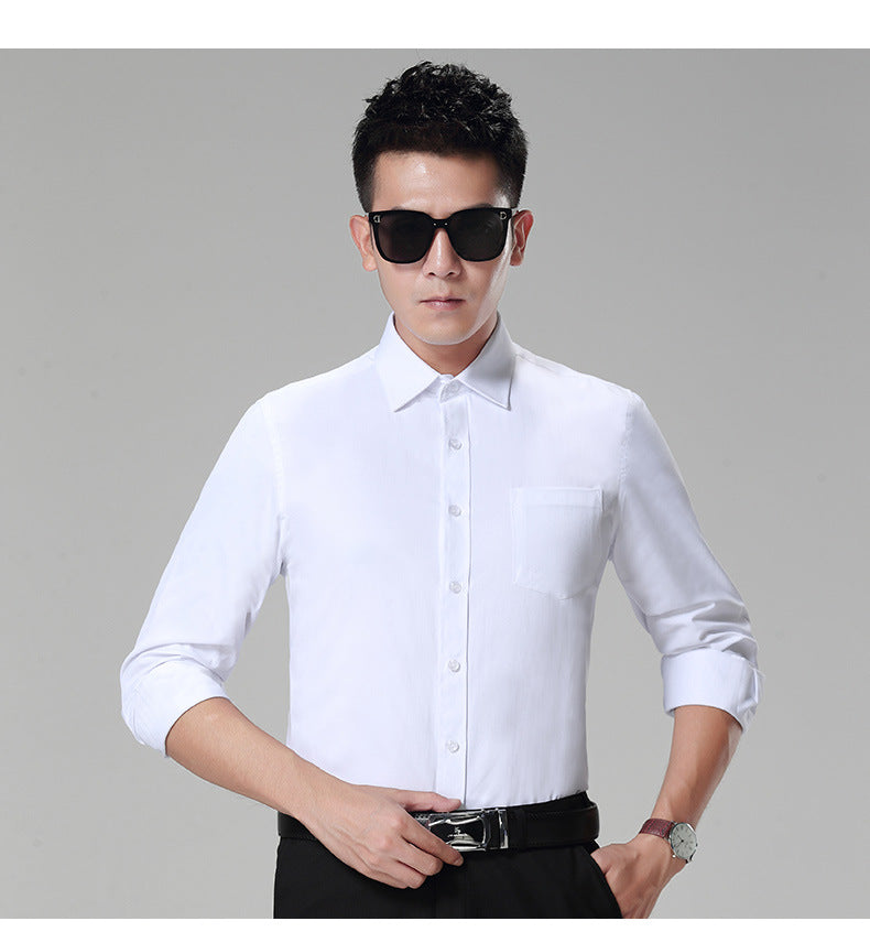 Men's Long-Sleeved White Shirt Autumn and Winter Loose Bottoming Business Formal Wear Korean Style Trbottomyy Casual Shirt Blue Inch Shirt