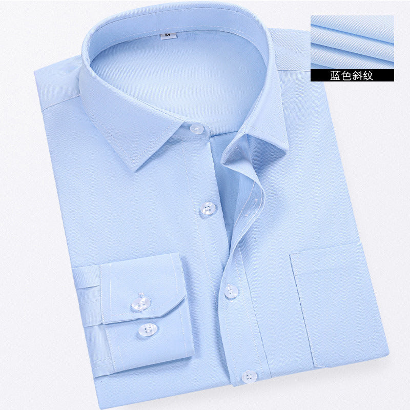 Men's Long-Sleeved White Shirt Autumn and Winter Loose Bottoming Business Formal Wear Korean Style Trbottomyy Casual Shirt Blue Inch Shirt