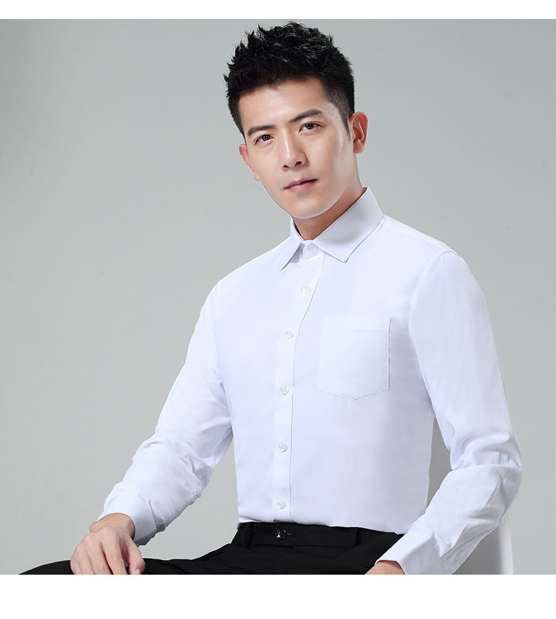Men's Long-Sleeved White Shirt Autumn and Winter Loose Bottoming Business Formal Wear Korean Style Trbottomyy Casual Shirt Blue Inch Shirt