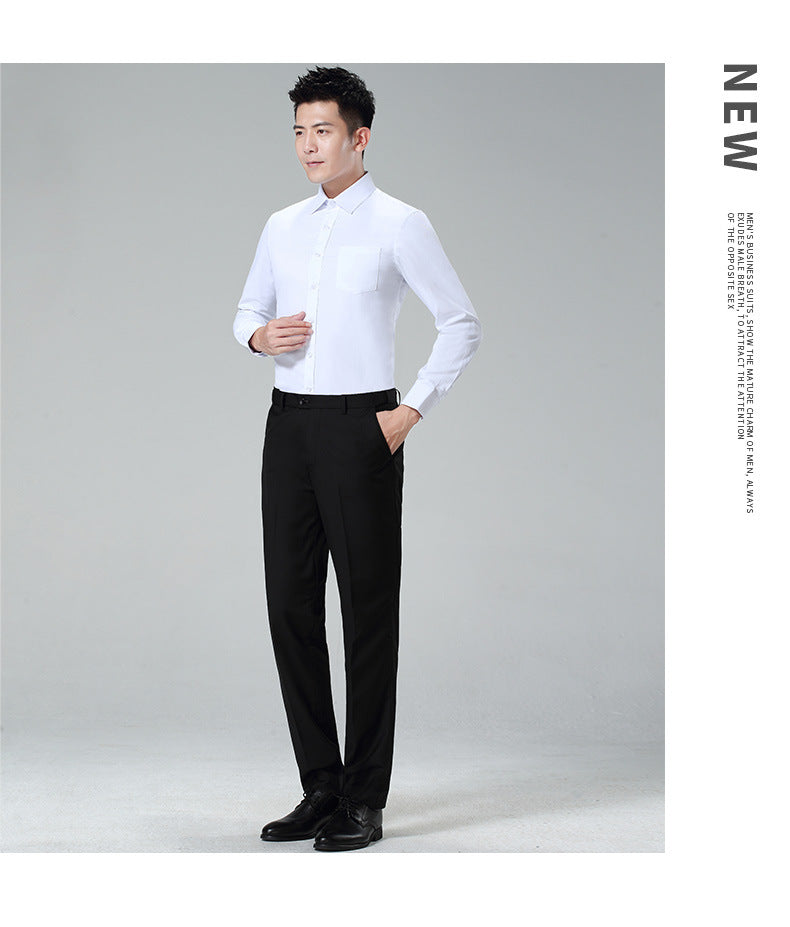 Men's Long-Sleeved White Shirt Autumn and Winter Loose Bottoming Business Formal Wear Korean Style Trbottomyy Casual Shirt Blue Inch Shirt