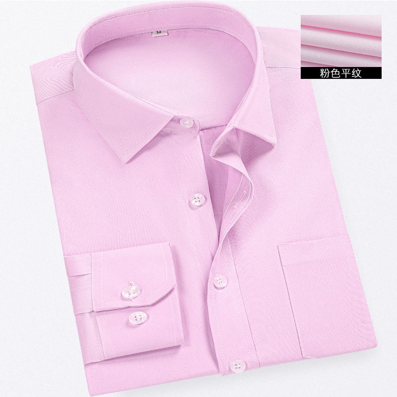 Men's Long-Sleeved White Shirt Autumn and Winter Loose Bottoming Business Formal Wear Korean Style Trbottomyy Casual Shirt Blue Inch Shirt