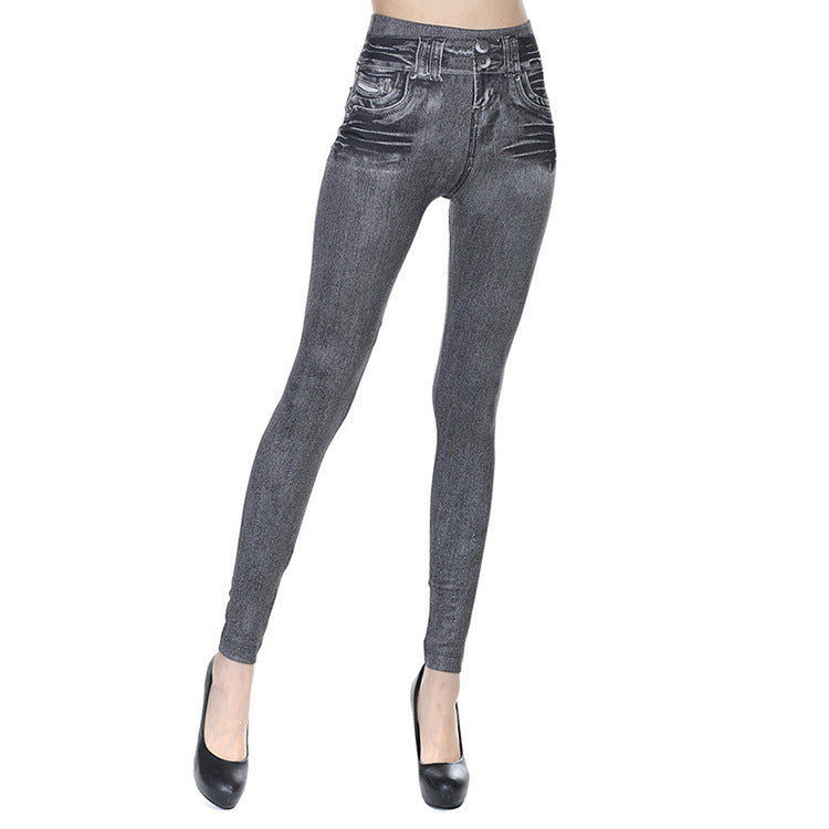 Ins Cross-Border Popular Brushed Shark Leggings Spring Knitted Jeans Women's European and American Wholesale Cross-Border Yoga Pants