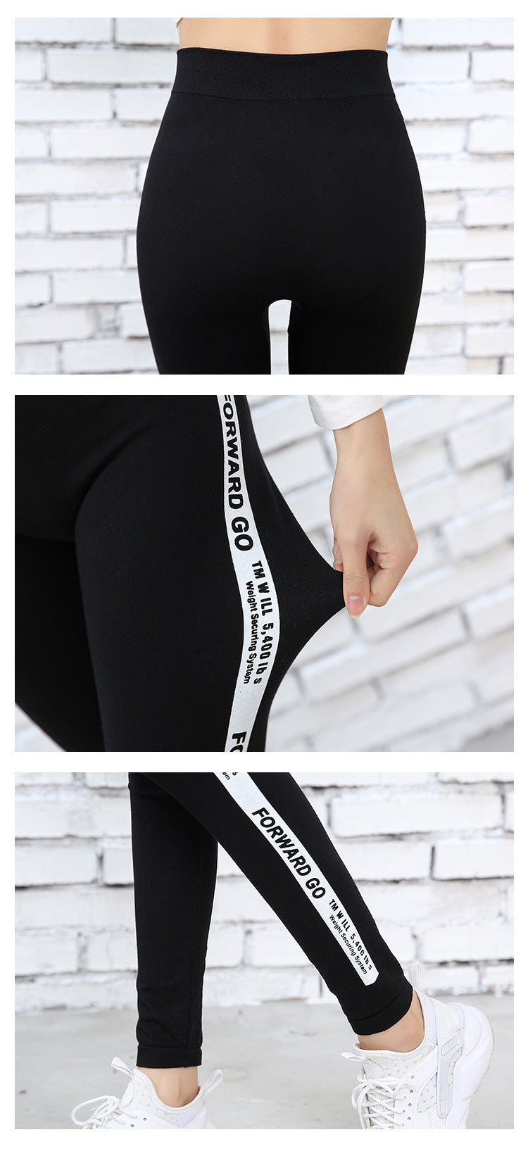 Spring and Autumn Korean Style Modal Wide-brimmed Letter Leggings Women's Outer Wear Slimming Leggings Letter Ankle-length Pants Trendy