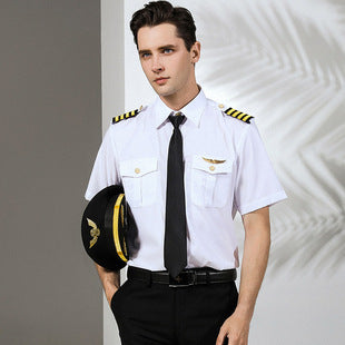 Seafarer's Shirt Male Captain's Uniform Seafarer's Aviation Pilot's Air Shirt Officer's Table Performance Clothing Wholesale