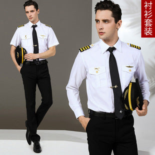 Seafarer's Shirt Male Captain's Uniform Seafarer's Aviation Pilot's Air Shirt Officer's Table Performance Clothing Wholesale