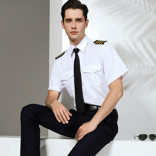 Seafarer's Shirt Male Captain's Uniform Seafarer's Aviation Pilot's Air Shirt Officer's Table Performance Clothing Wholesale