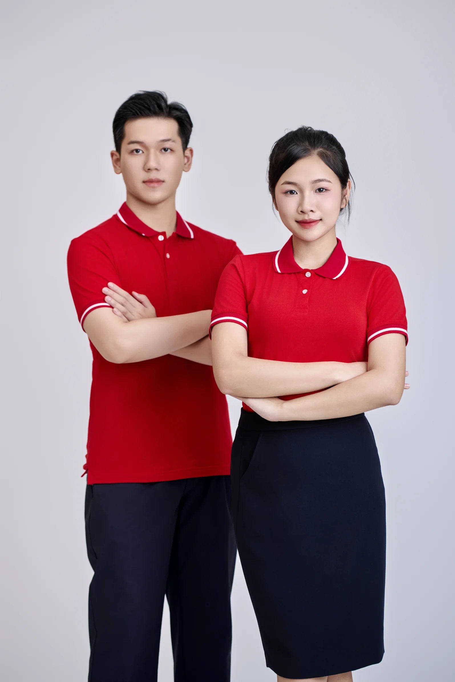 Regular Fit Men's Casual Shirt | Red Cotton-Spandex Knit Contrast Collar Front Logo | Short Sleeve High Stretch Soft Comfortable