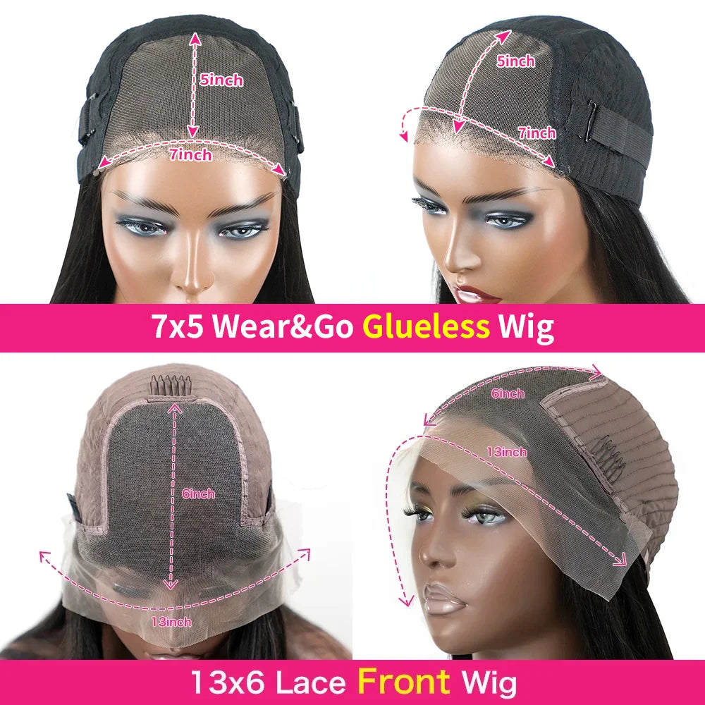 Kinky Straight 250% Short Bob 13x6 HD Lace Front Human Hair Wigs Women Pre Cut 7x5 Glueless Wigs Human Hair 100% Yaki Human Wigs