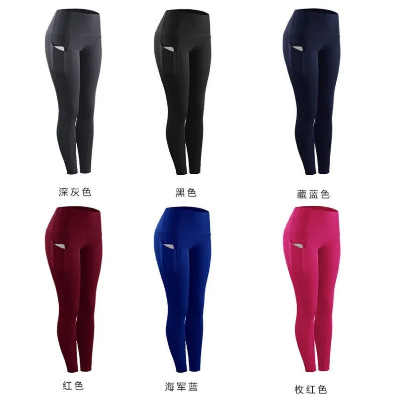 Women Yoga Leggings Sexy Solid High Waist Pocket Elastic  Tummy Control Ruched Booty Pants Casual Gym Compression Tights Pants