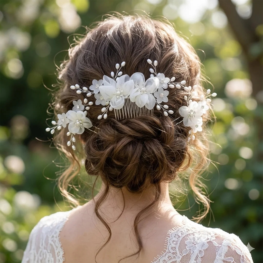 Fashion Bridal Headdress Flower Hair Comb Hairpin Set Handmade Bride Hair Accessories For Women Wedding Party Hairclips Gifts