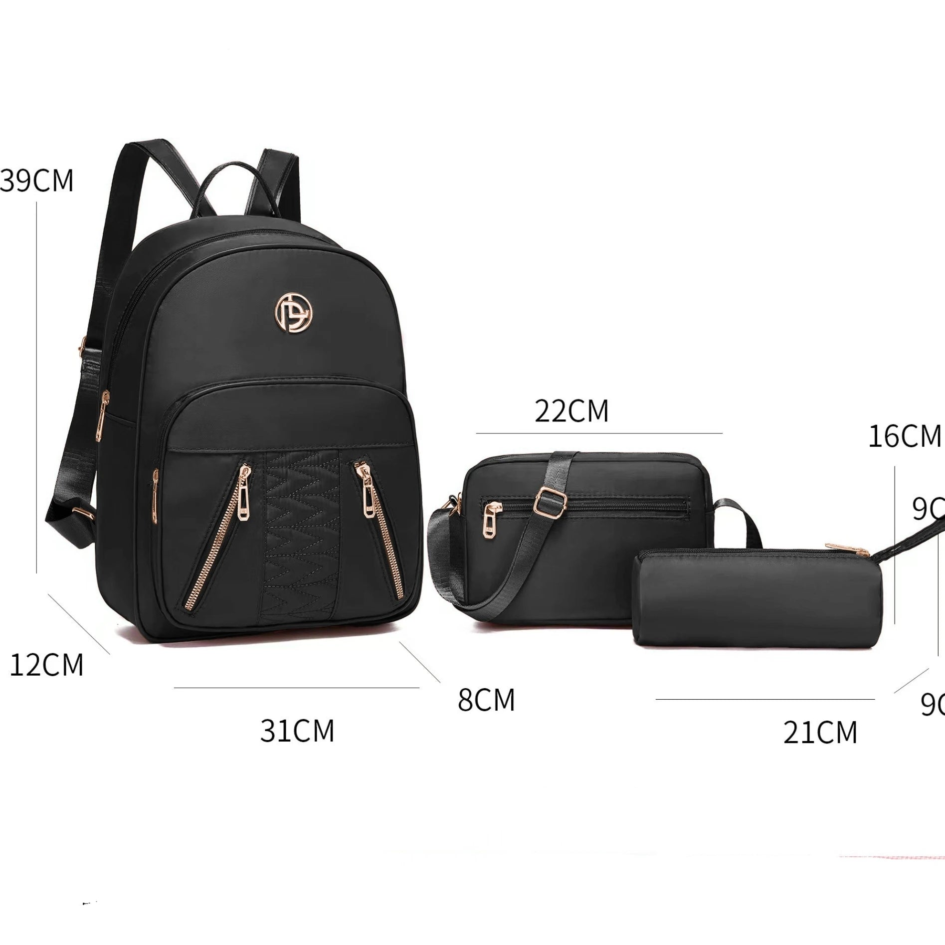 Diosa Luna Lady Backpacks, Fashion Backpacks for Women, 3-Piece Waterproof Fabric Backpack Sets, Backpack, Shoulder Bag and Pencil Bag, School Travel Casual, 3-Piece Backpack