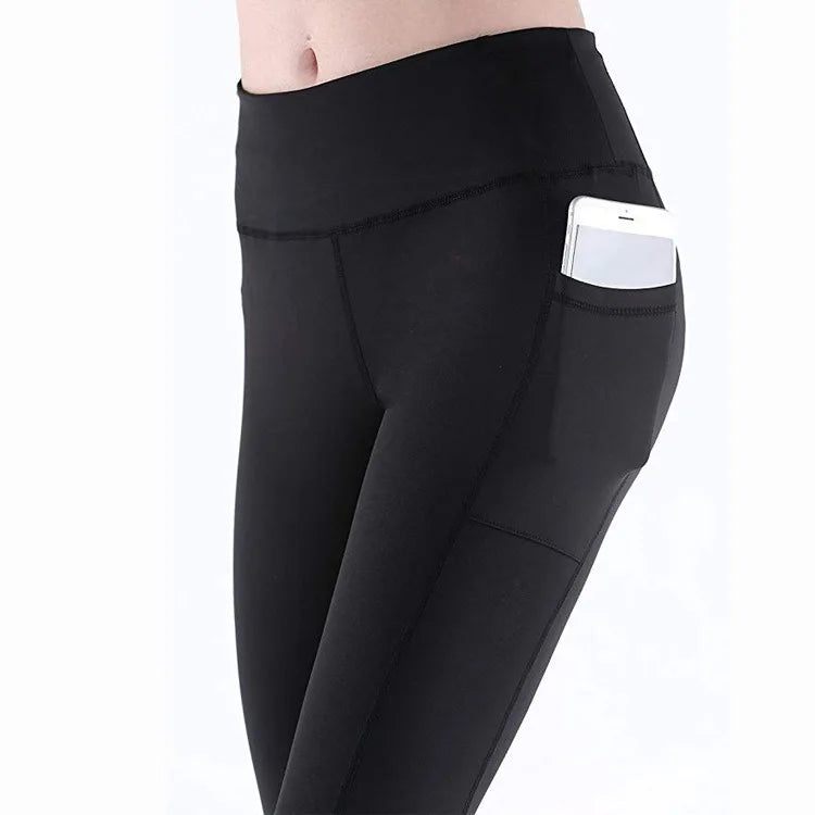 Women Yoga Leggings Sexy Solid High Waist Pocket Elastic  Tummy Control Ruched Booty Pants Casual Gym Compression Tights Pants
