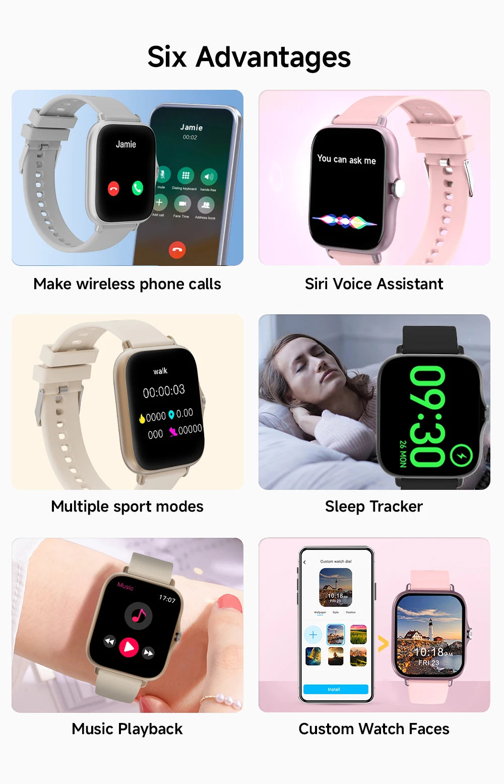 2025 Smart Watch  24H Health Monitor for Women Men Smartwatch Music Control Wireless Call Message Reminder Sport Mode