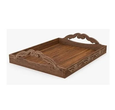 Craft Valley SS Large Eco-Friendly Biodegradable Acacia Wood Serving Tray Custom Design Handles Durable Dishwasher Safe American