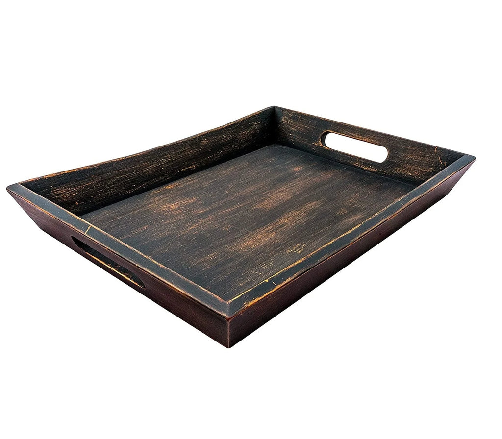 Craft Valley SS Large Eco-Friendly Biodegradable Acacia Wood Serving Tray Custom Design Handles Durable Dishwasher Safe American