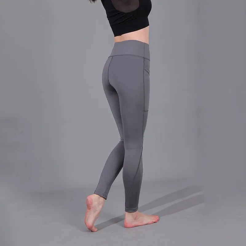 Women Yoga Leggings Sexy Solid High Waist Pocket Elastic  Tummy Control Ruched Booty Pants Casual Gym Compression Tights Pants