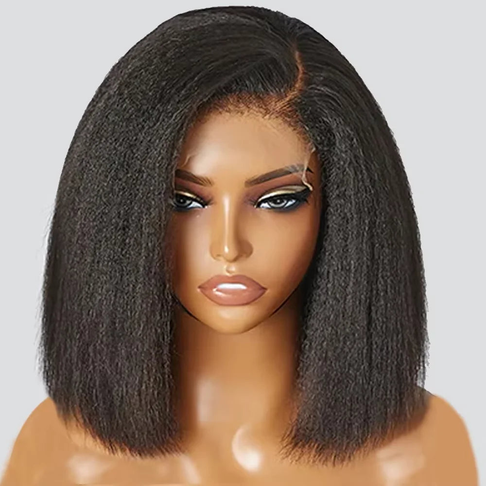 Kinky Straight 250% Short Bob 13x6 HD Lace Front Human Hair Wigs Women Pre Cut 7x5 Glueless Wigs Human Hair 100% Yaki Human Wigs