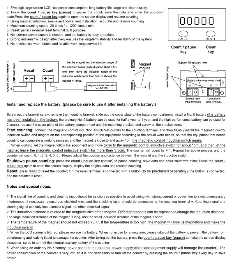 Electronic digital 5 display counter proximity Industrial magnetic sensor switch punch counter automatic induction counter meter