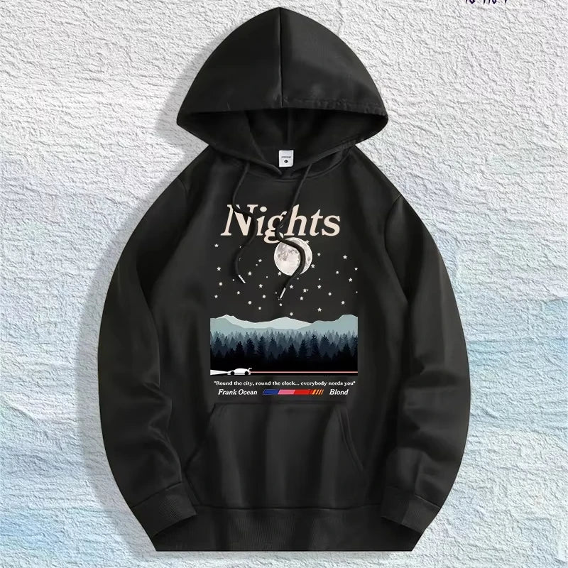 US Local Warehouse: 100% Cotton "Nights" Frank Ocean Nightscape Hoodie, 7 Colors