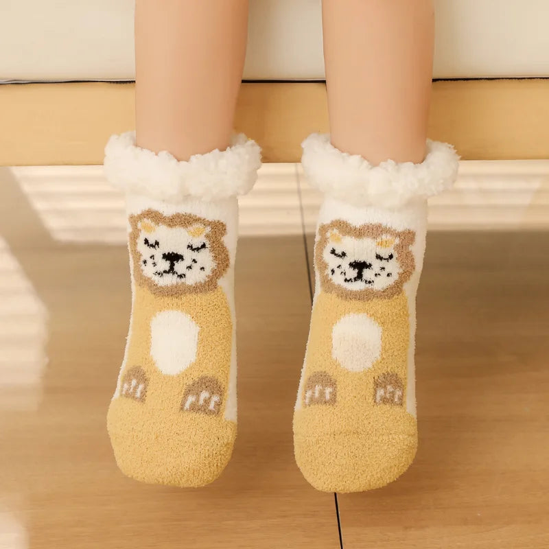 Children's Socks For Newborns Girls Boys Baby Anti-slip Child  Plus Thick Terry Warm Winter Cute Christmas Socks For Kids 0-6Y