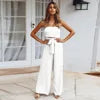 New Style Women's Summer Casual Solid Color  Sleeveless Jumpsuit Strapless Top Wide Leg Long Pants Set