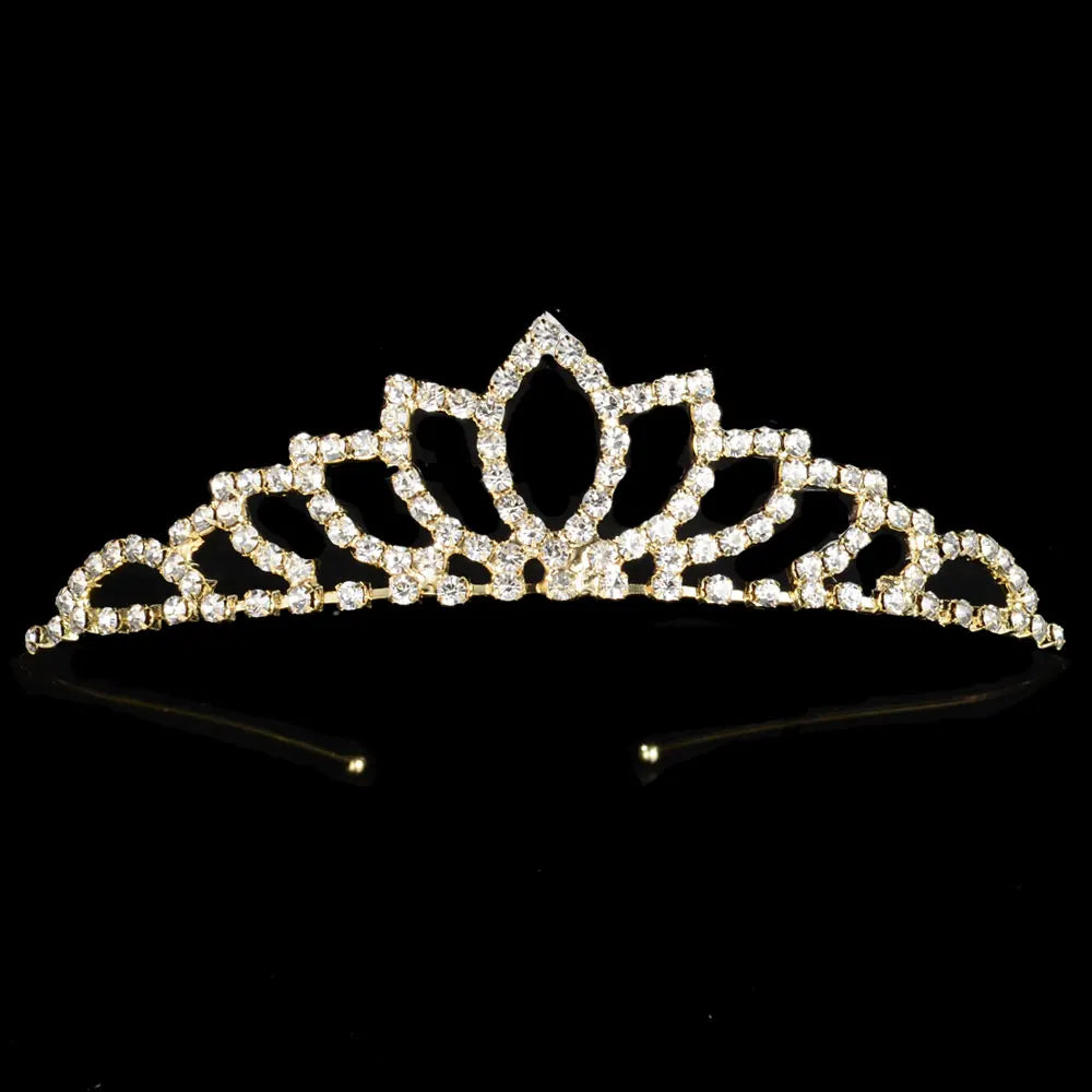 Princess Children's Tiara Red Bride Crown Floral Wedding Bridal Hair Accesories Golden Hair Jewelry Headdress