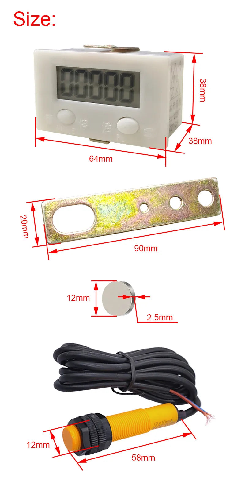 Electronic digital 5 display counter proximity Industrial magnetic sensor switch punch counter automatic induction counter meter