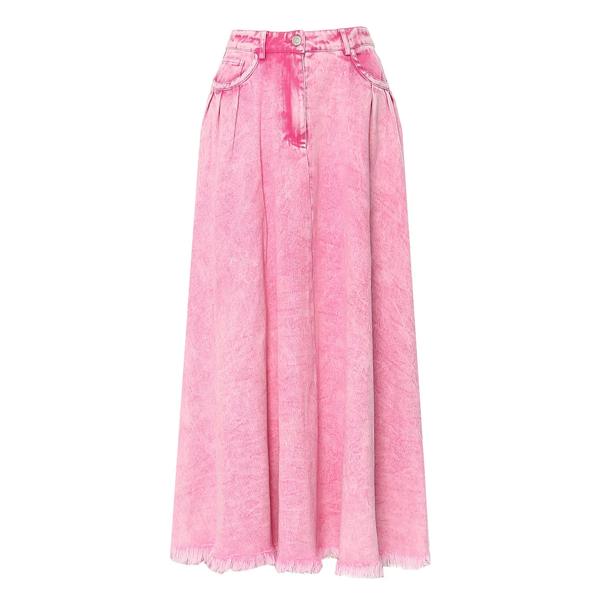 Women Spring Autumn New Solid Color Long Skirt Denim Loose Pocket Button Casual Long Length Women's Casual Skirt