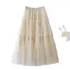 One Size Spring/Summer Vintage Yarn Skirt Cake Skirt Mushroom Edge Large Hem Mesh Skirt
