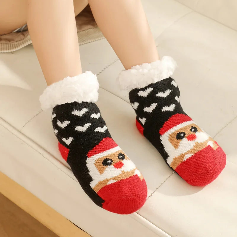 Children's Socks For Newborns Girls Boys Baby Anti-slip Child  Plus Thick Terry Warm Winter Cute Christmas Socks For Kids 0-6Y