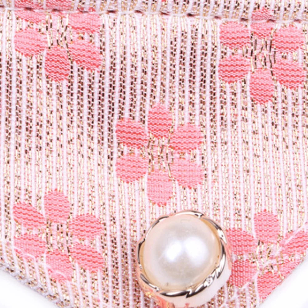 Luxury High Quality Dog Harness Custom Pearl Decoration Bandana Collar Modern Lovely Pet Collars for Walking Features Neck Scarf