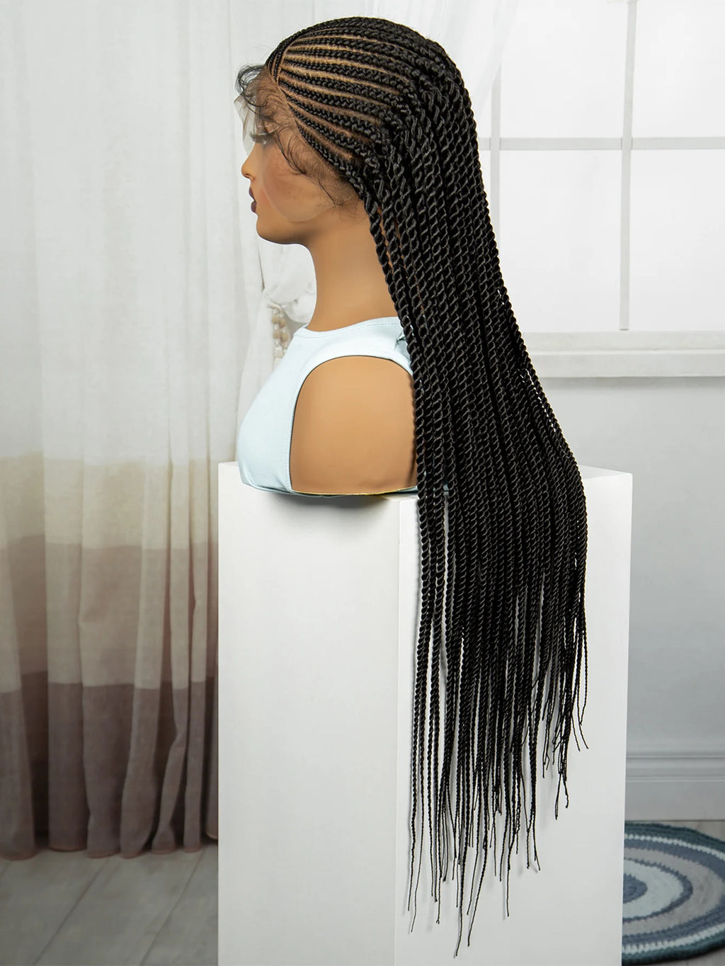 MALAIKA Hair  HD Full Lace Cornrow Braided Wigs for Women Box Braid Wig With Baby Hair Back Knotless
