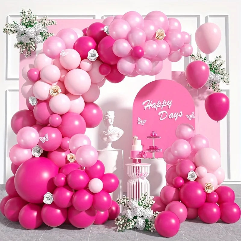 New 104pcs Hot Pink Balloons Garland Arch Kit Balloons for Valentines Mothers Day Baby Shower Anniversary Party Wedding