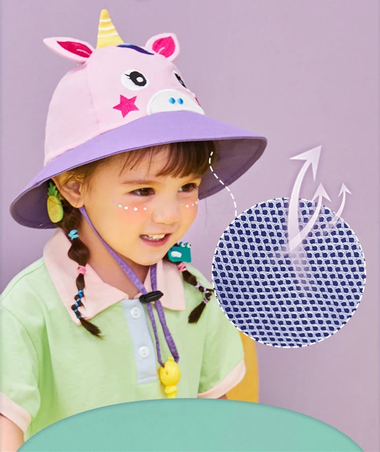 Lemonkid Brand Boys Girls Bucket Hat Solid Children Panama Fisherman Cap Cartoon Dinosaur Unicorn Kids Spring Autumn Sun Hats