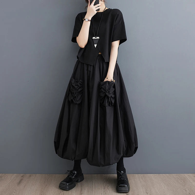 Boutique Wholesale 2025 Summer New Fashion Korean Edition Loose Solid Color Versatile Women's Half Skirt