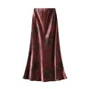 Boutique Wholesale 2025 Spring New Fashionable High Waist Satin Printed Medium To Long Style Women's Half Skirt
