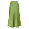 High Quality Women's Satin High Waist Solid Color Split Skirt